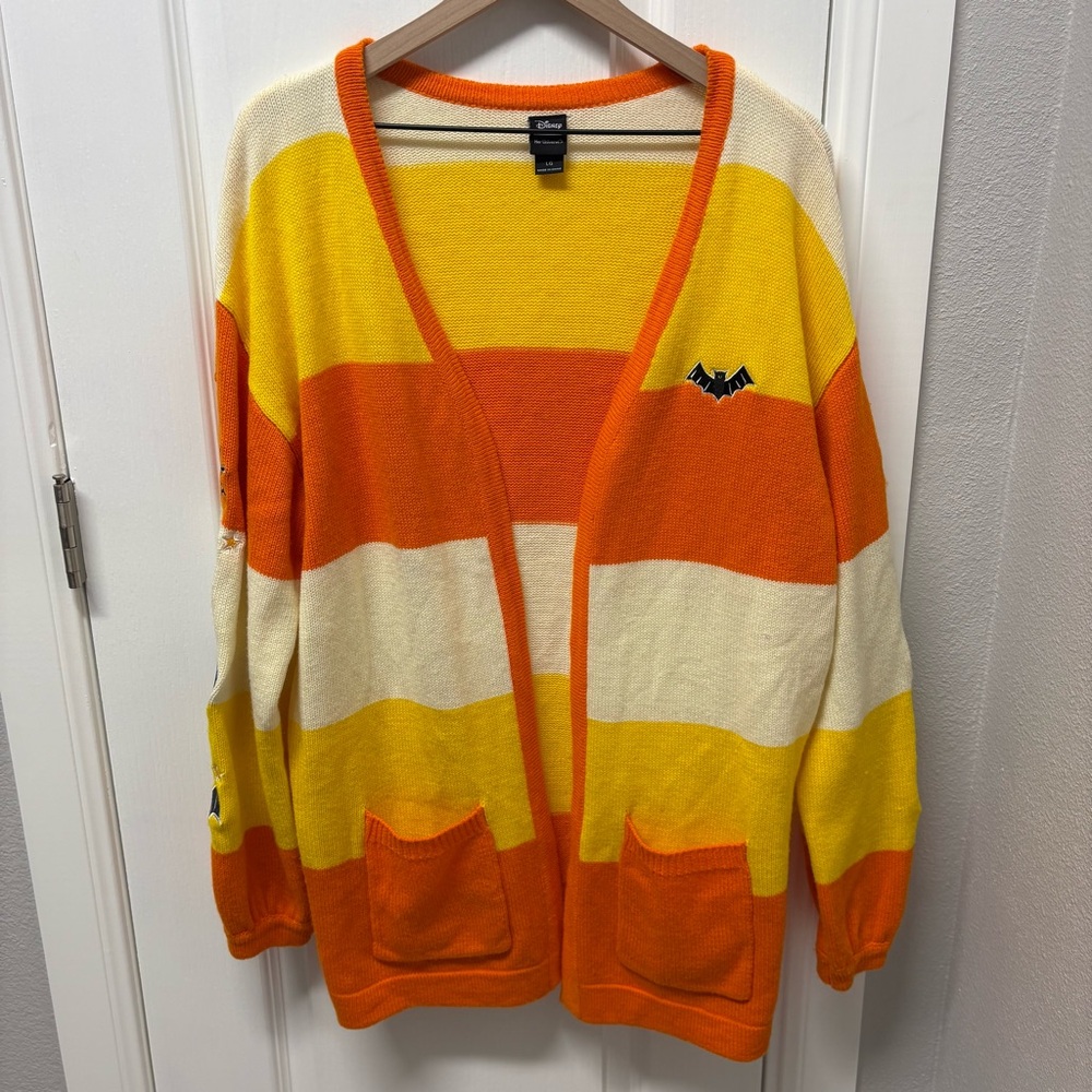 Disney Mickey Minnie Halloween Candy Corn Cardigan Hot Topic, Size Large